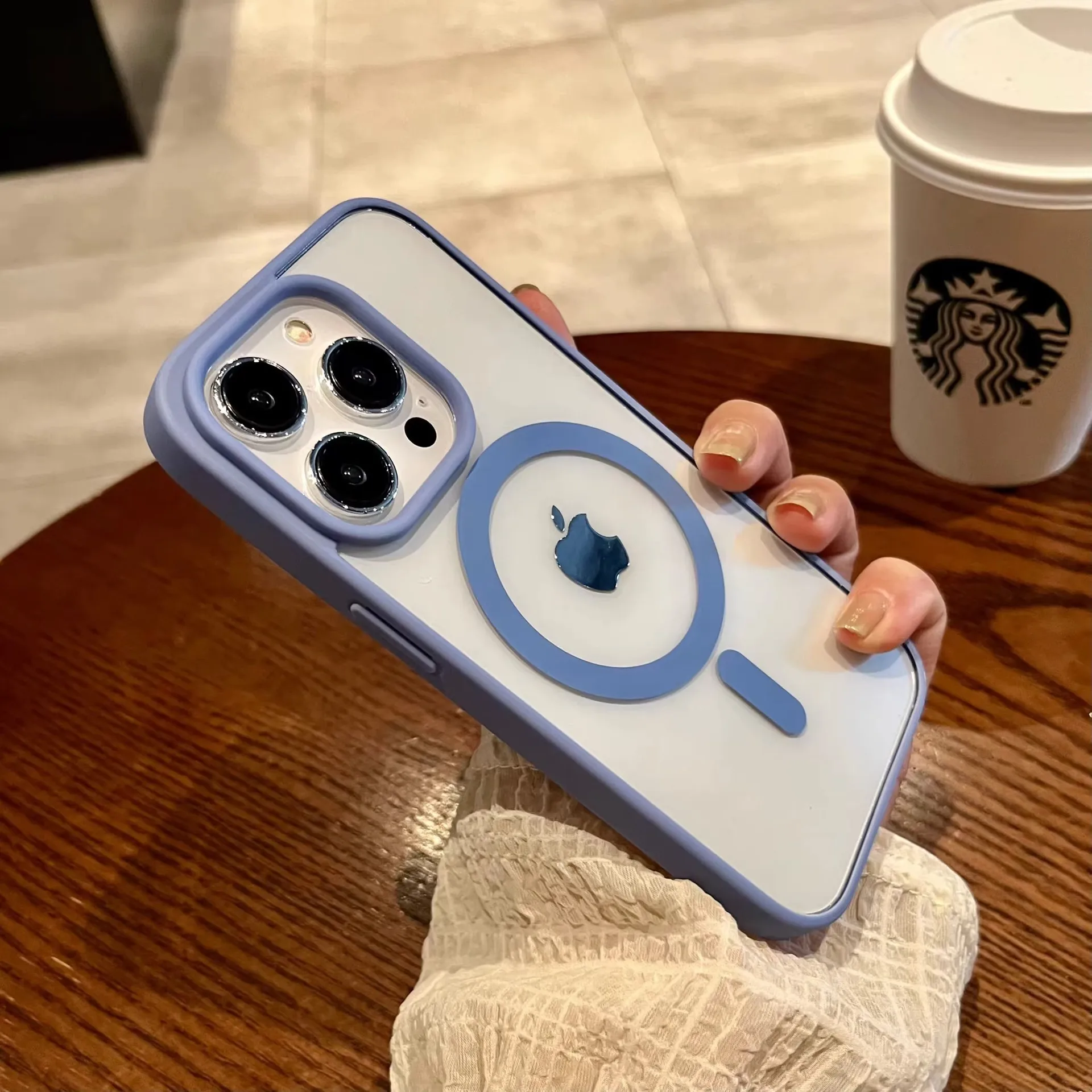 Acrylic Magnetic Silicone Transparent Case For IPhone 16 Macaron Style Shockproof Transparent Protective Case Simple Design display picture 7