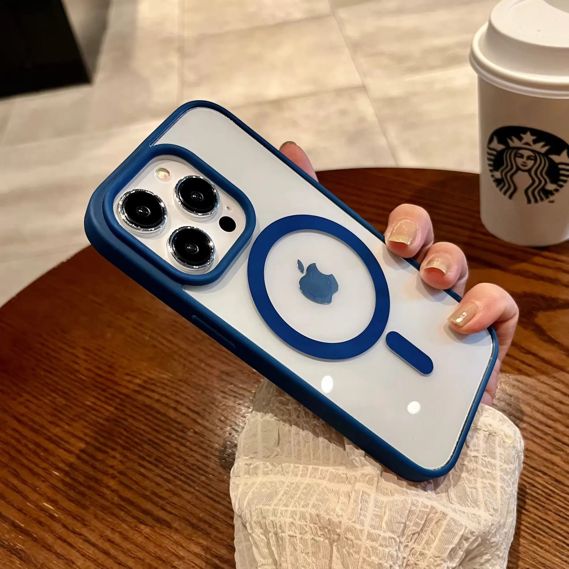 Acrylic Magnetic Silicone Transparent Case For IPhone 16 Macaron Style Shockproof Transparent Protective Case Simple Design display picture 9