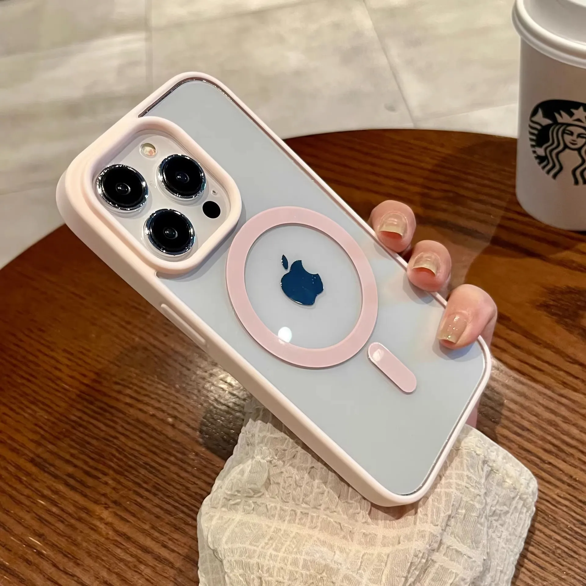 Acrylic Magnetic Silicone Transparent Case For IPhone 16 Macaron Style Shockproof Transparent Protective Case Simple Design display picture 10
