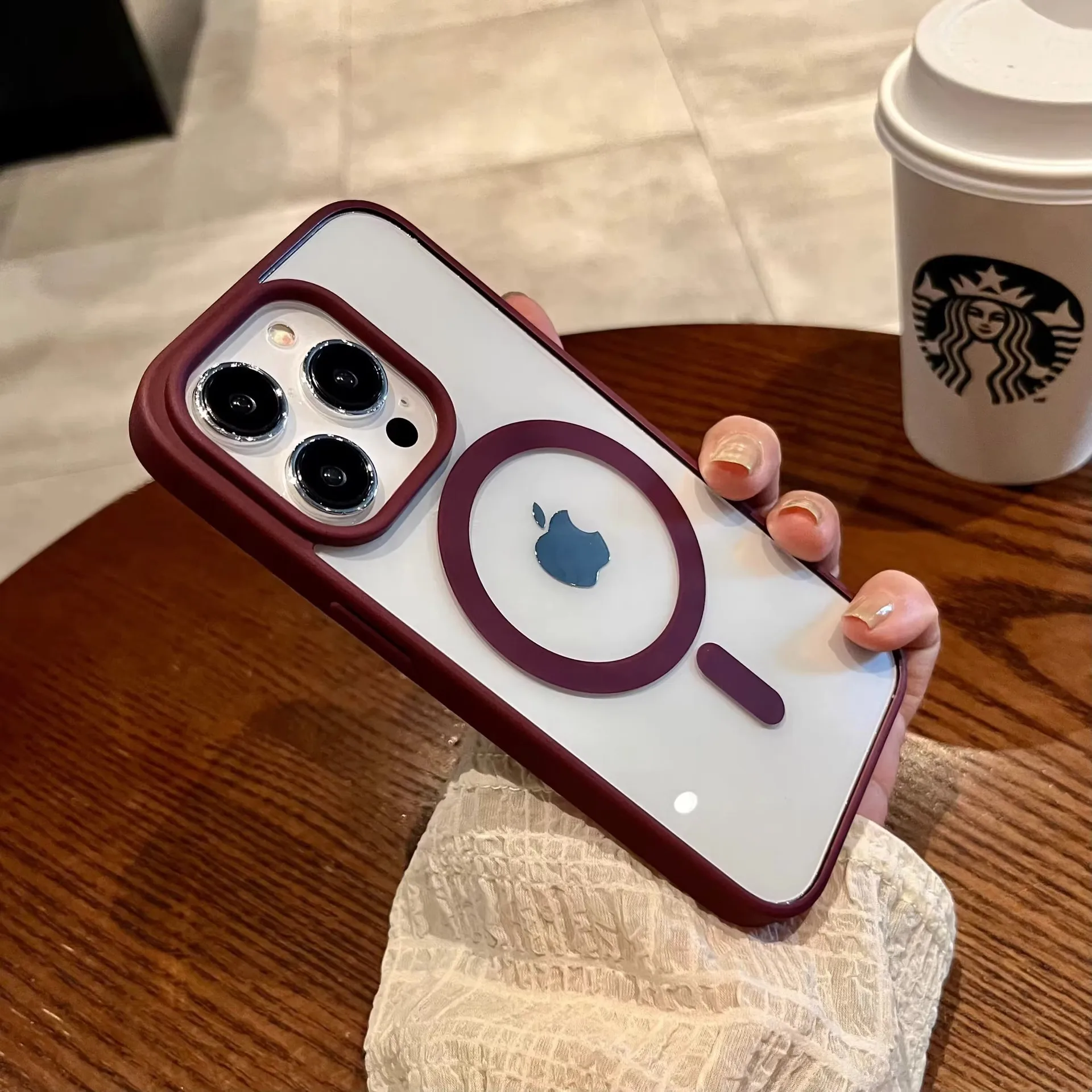 Acrylic Magnetic Silicone Transparent Case For IPhone 16 Macaron Style Shockproof Transparent Protective Case Simple Design display picture 11