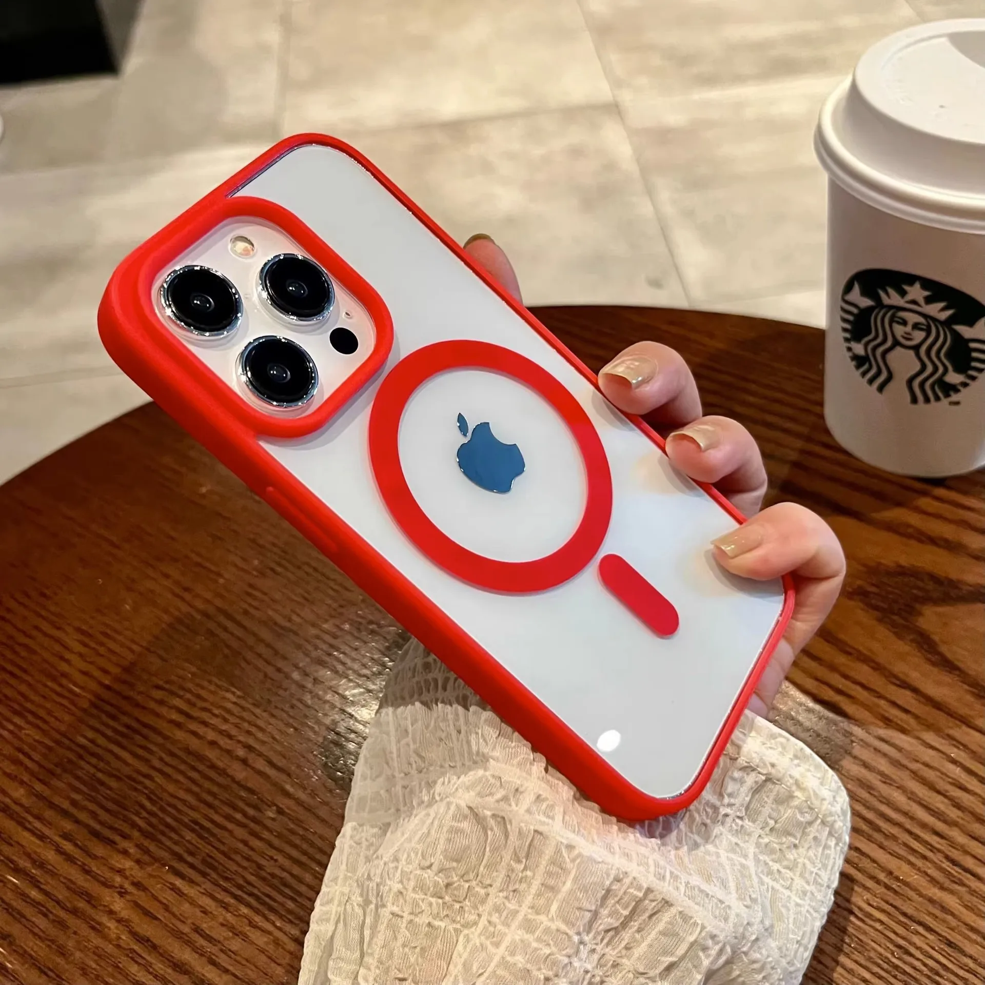 Acrylic Magnetic Silicone Transparent Case For IPhone 16 Macaron Style Shockproof Transparent Protective Case Simple Design display picture 13