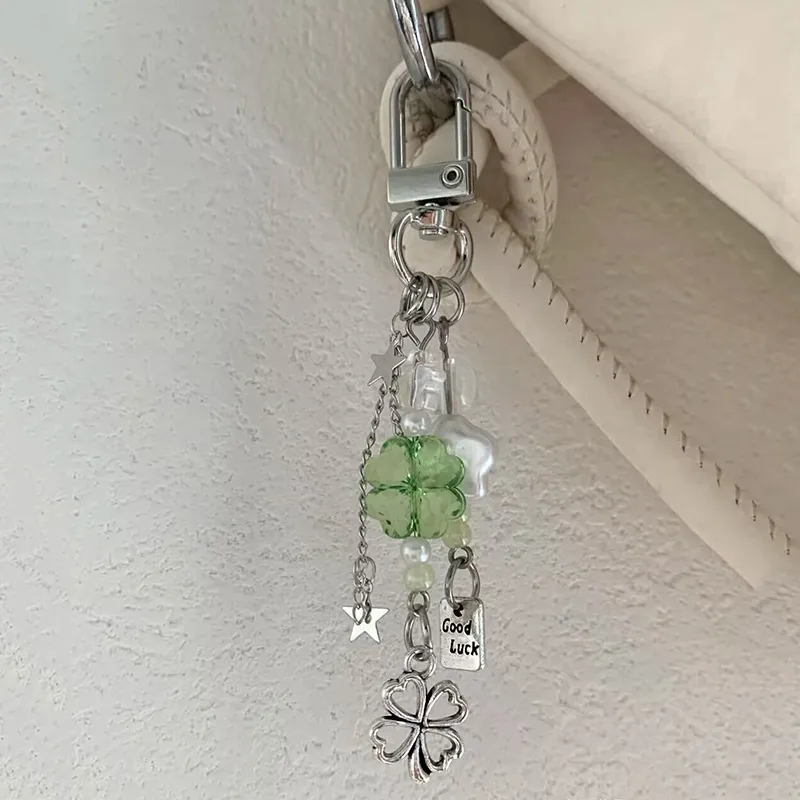 Handmade Four-Leaf Clover Lanyard Phone Case Bag Charm Girl Heart Mobile Phone Accessories Jewelry Pendant display picture 4