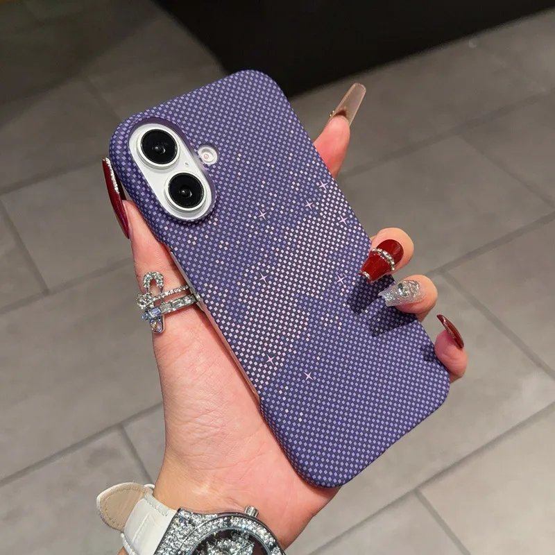 Ultra-Thin Carbon Fiber Texture Magnetic Half Pack Iphone16pro Phone Case Original Simplicity Style Orange Blue Black display picture 7