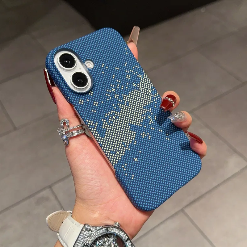 Ultra-Thin Carbon Fiber Texture Magnetic Half Pack Iphone16pro Phone Case Original Simplicity Style Orange Blue Black display picture 8