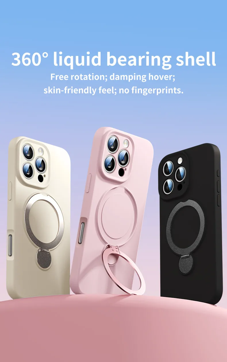 Liquid Magnetic Phone Case Full Cover Protective Belt Rotating Bracket For IPhone 16 Pro Max Apple 15 Compatible display picture 2