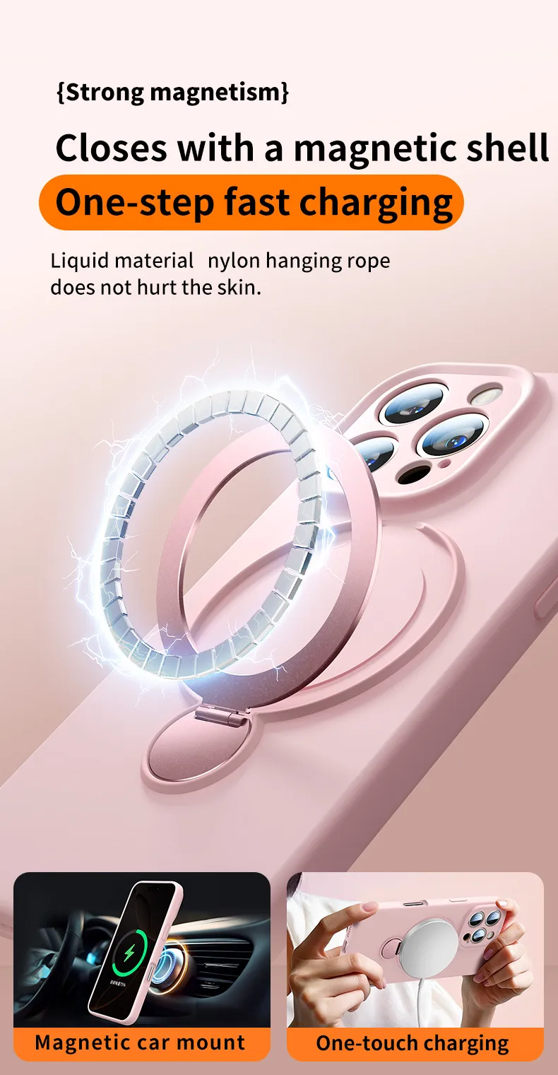 Liquid Magnetic Phone Case Full Cover Protective Belt Rotating Bracket For IPhone 16 Pro Max Apple 15 Compatible display picture 8