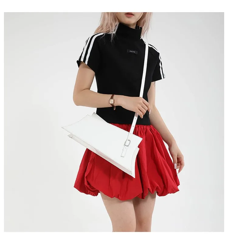 Large Irregular Mini Square Bag Single Shoulder Slung Underarm Bag In Lacquer Leather Fabric Casual Street Style Women Bags display picture 7