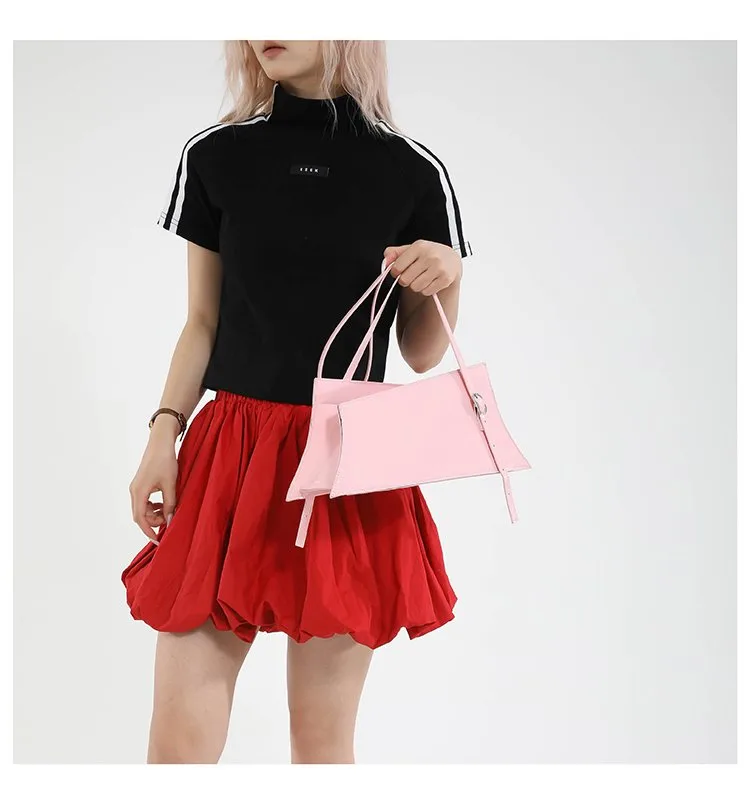 Large Irregular Mini Square Bag Single Shoulder Slung Underarm Bag In Lacquer Leather Fabric Casual Street Style Women Bags display picture 5