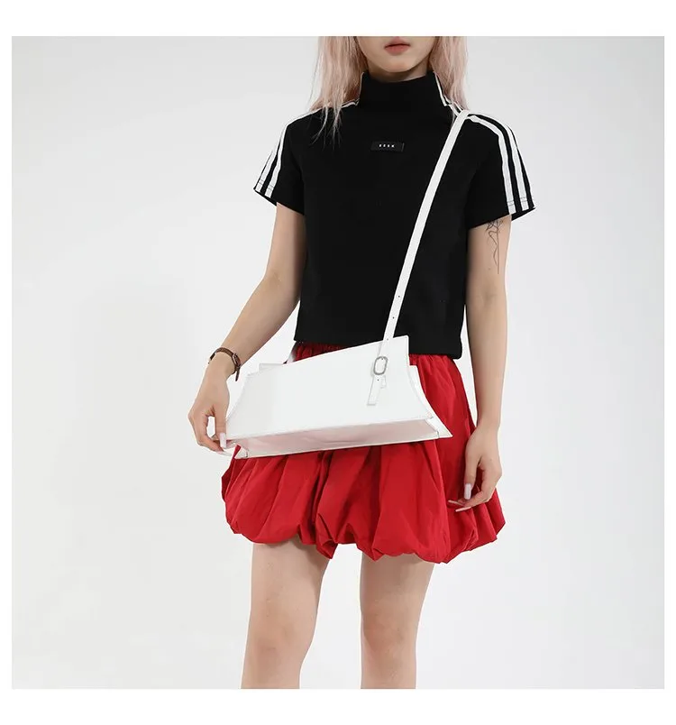Large Irregular Mini Square Bag Single Shoulder Slung Underarm Bag In Lacquer Leather Fabric Casual Street Style Women Bags display picture 9