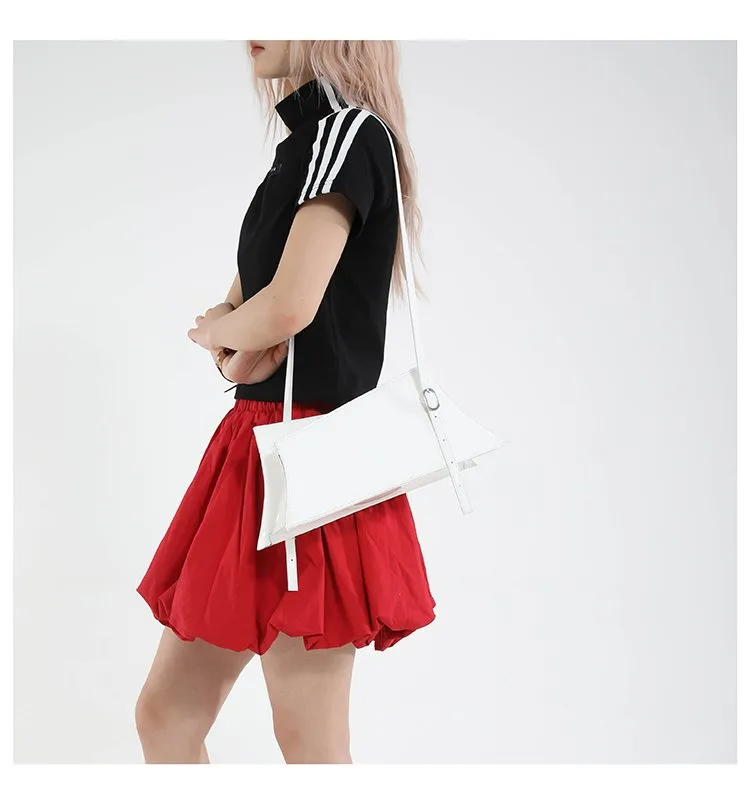 Large Irregular Mini Square Bag Single Shoulder Slung Underarm Bag In Lacquer Leather Fabric Casual Street Style Women Bags display picture 13