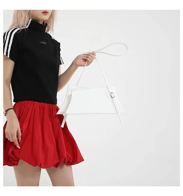 Large Irregular Mini Square Bag Single Shoulder Slung Underarm Bag In Lacquer Leather Fabric Casual Street Style Women Bags display picture 17