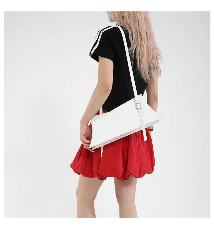 Large Irregular Mini Square Bag Single Shoulder Slung Underarm Bag In Lacquer Leather Fabric Casual Street Style Women Bags display picture 15