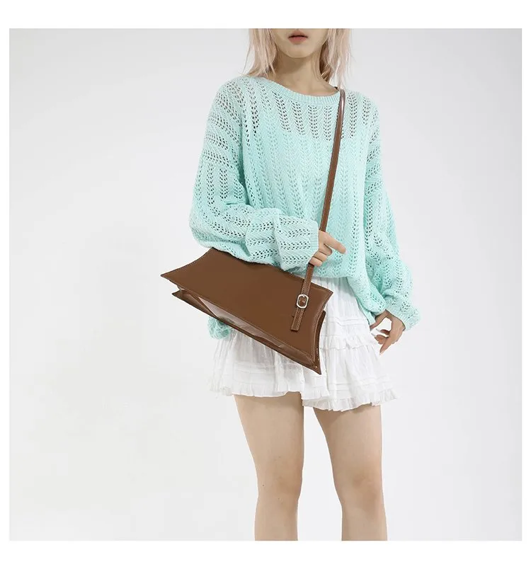 Large Irregular Mini Square Bag Single Shoulder Slung Underarm Bag In Lacquer Leather Fabric Casual Street Style Women Bags display picture 18