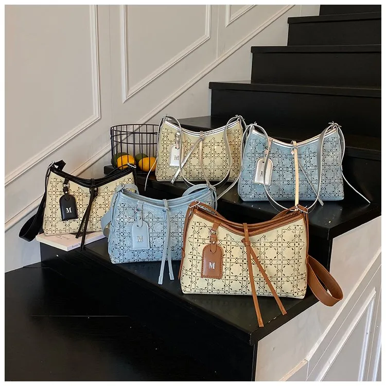 Elegant Fashionable Shoulder Handbag Women Casual Style Artificial Leather Color Block Pattern Four Seasons Handbags Tote Bag display picture 2