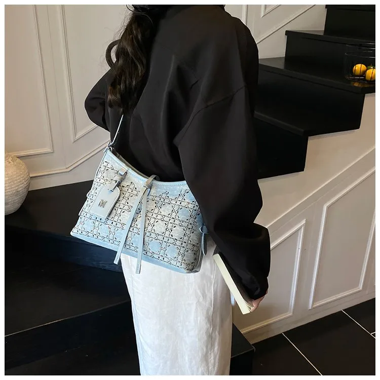 Elegant Fashionable Shoulder Handbag Women Casual Style Artificial Leather Color Block Pattern Four Seasons Handbags Tote Bag display picture 8