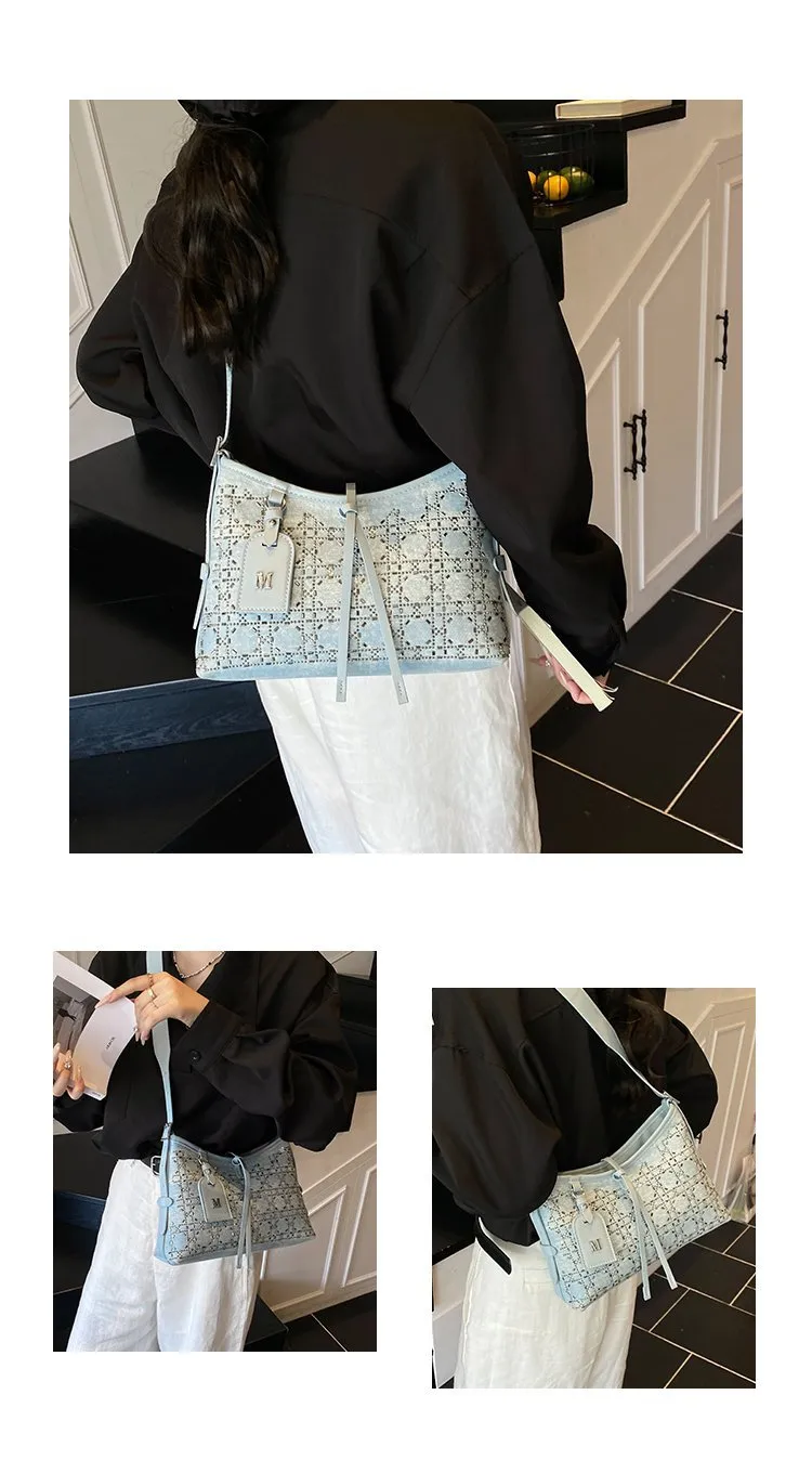 Elegant Fashionable Shoulder Handbag Women Casual Style Artificial Leather Color Block Pattern Four Seasons Handbags Tote Bag display picture 14