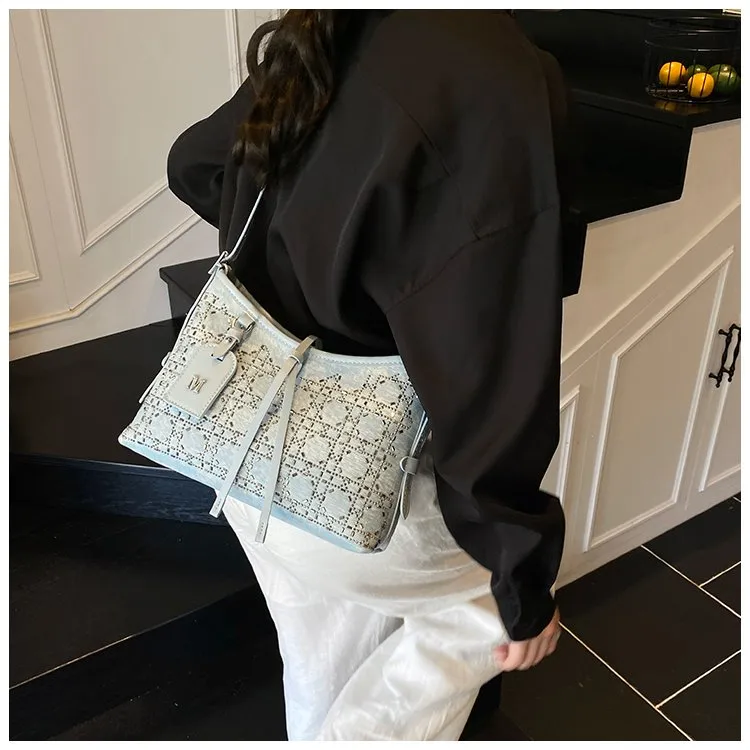 Elegant Fashionable Shoulder Handbag Women Casual Style Artificial Leather Color Block Pattern Four Seasons Handbags Tote Bag display picture 9