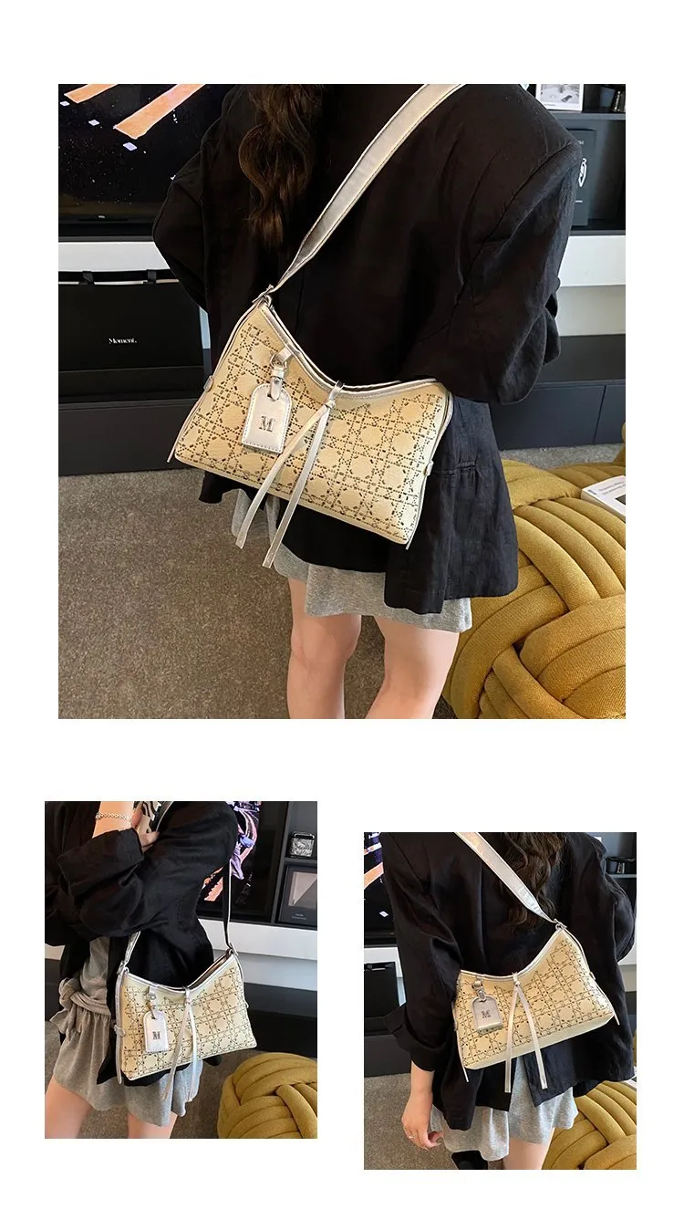 Elegant Fashionable Shoulder Handbag Women Casual Style Artificial Leather Color Block Pattern Four Seasons Handbags Tote Bag display picture 19