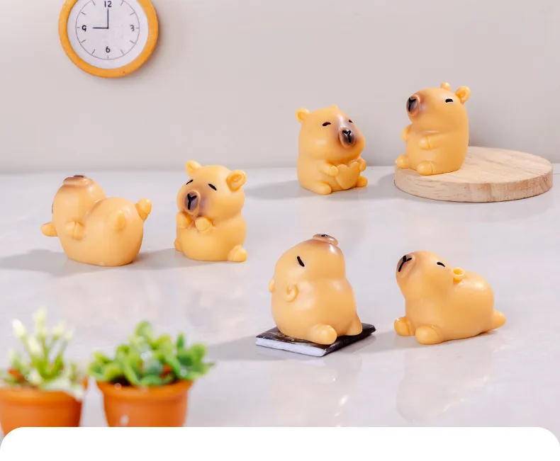 Cute Particles Solid Color Capybara Miniature Landscape Simulation DIY Resin Decorations Living Room Table Decoration Accessories display picture 1