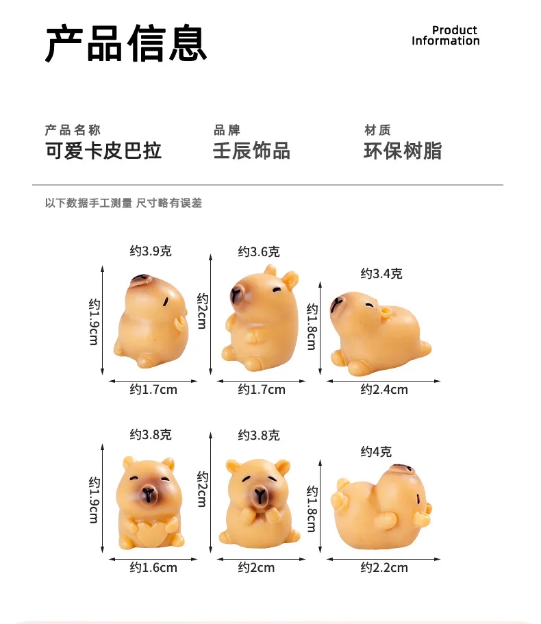 Cute Particles Solid Color Capybara Miniature Landscape Simulation DIY Resin Decorations Living Room Table Decoration Accessories display picture 2