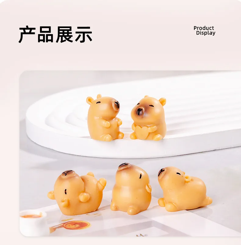 Cute Particles Solid Color Capybara Miniature Landscape Simulation DIY Resin Decorations Living Room Table Decoration Accessories display picture 3