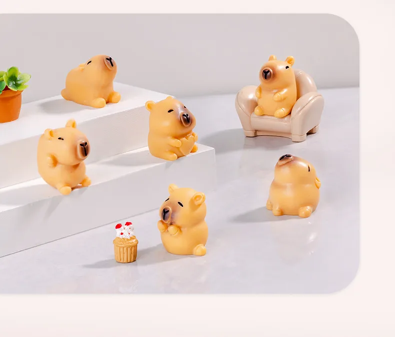 Cute Particles Solid Color Capybara Miniature Landscape Simulation DIY Resin Decorations Living Room Table Decoration Accessories display picture 4