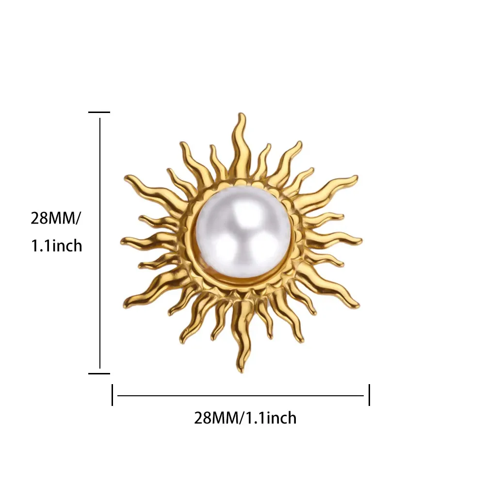 Baroque Style Stainless Steel Fire Sun Brooch Pin Luxury Retro Feeling Suit Factory Accessory Heart Pattern Six-Pointed Star Design display picture 4