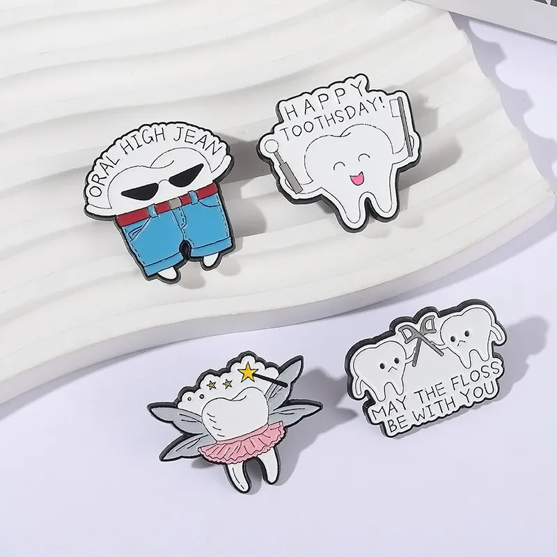 Cartoon Dental Theme Alloy Baked Paint Women's Cowboy Clothing Shoe Cap Bag Chest Pin Badge Healthcare Series Fashion Collar Pin display picture 16