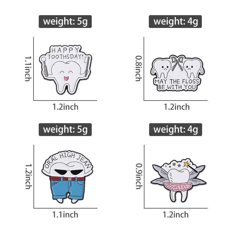Cartoon Dental Theme Alloy Baked Paint Women's Cowboy Clothing Shoe Cap Bag Chest Pin Badge Healthcare Series Fashion Collar Pin display picture 3