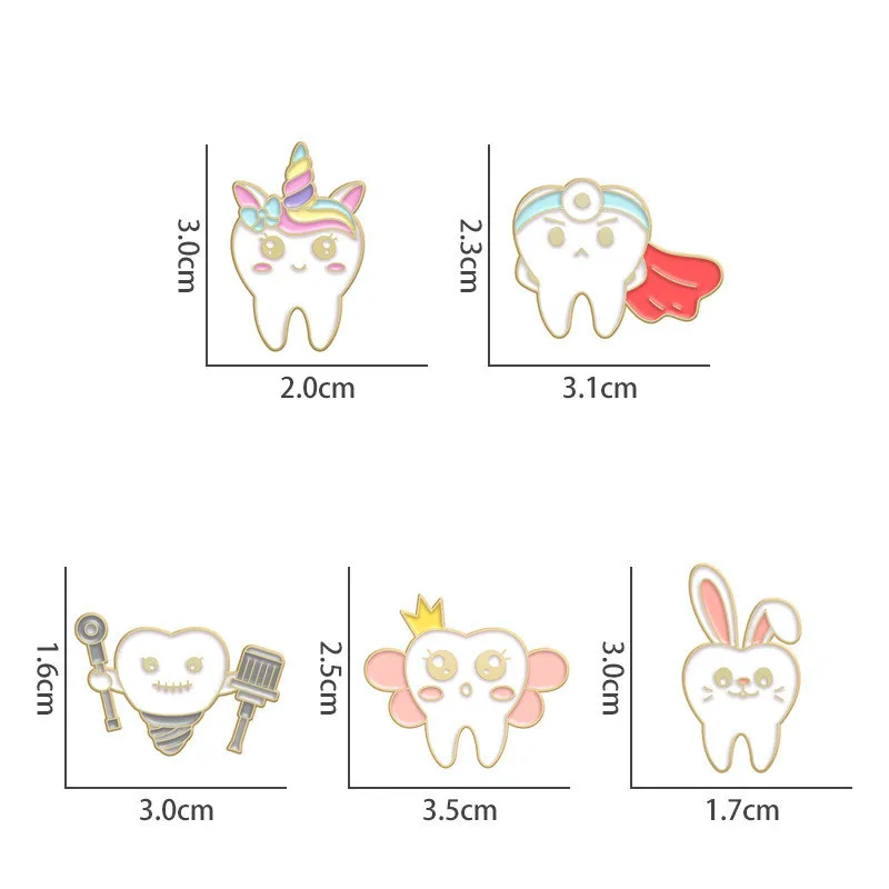 Cartoon Dental Theme Alloy Baked Paint Women's Cowboy Clothing Shoe Cap Bag Chest Pin Badge Healthcare Series Fashion Collar Pin display picture 5