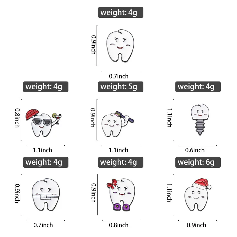 Cartoon Dental Theme Alloy Baked Paint Women's Cowboy Clothing Shoe Cap Bag Chest Pin Badge Healthcare Series Fashion Collar Pin display picture 6