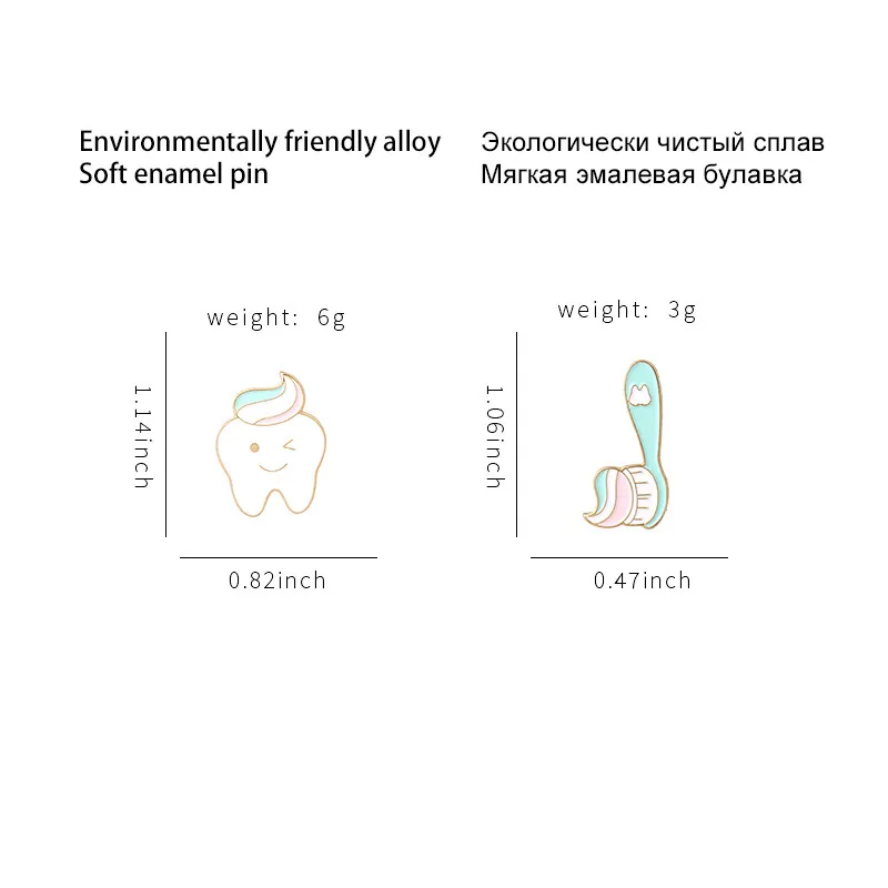 Cartoon Dental Theme Alloy Baked Paint Women's Cowboy Clothing Shoe Cap Bag Chest Pin Badge Healthcare Series Fashion Collar Pin display picture 7