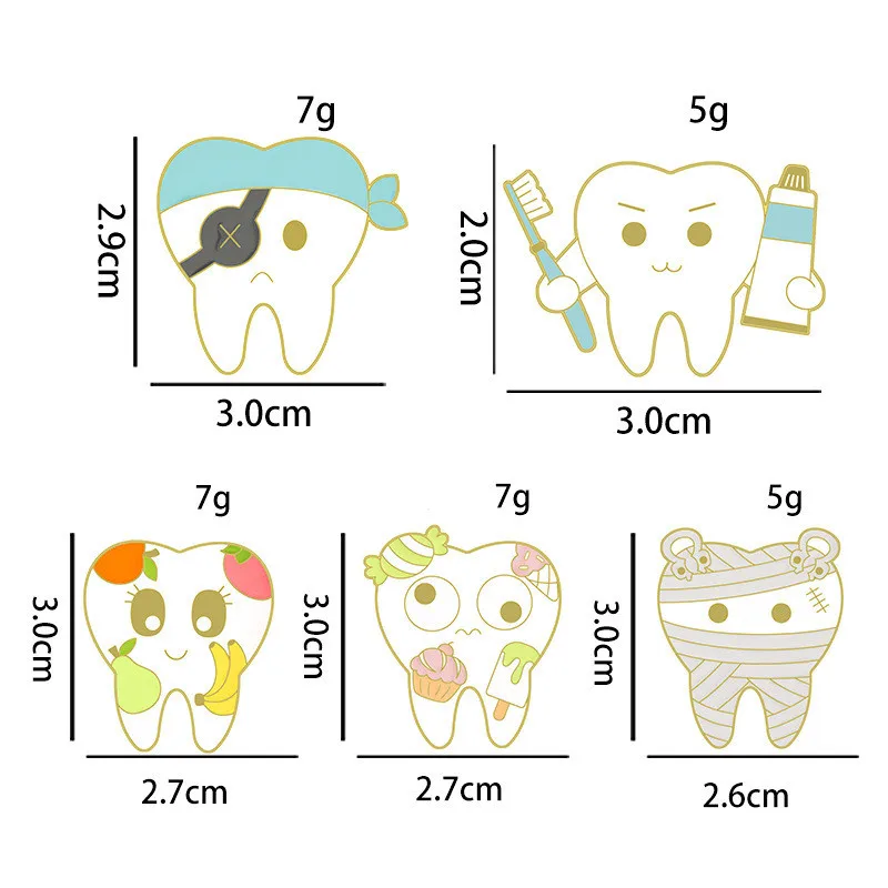 Cartoon Dental Theme Alloy Baked Paint Women's Cowboy Clothing Shoe Cap Bag Chest Pin Badge Healthcare Series Fashion Collar Pin display picture 12