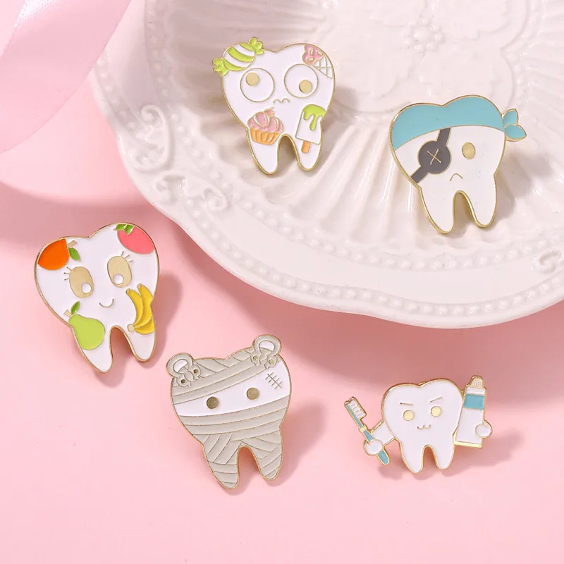 Cartoon Dental Theme Alloy Baked Paint Women's Cowboy Clothing Shoe Cap Bag Chest Pin Badge Healthcare Series Fashion Collar Pin display picture 17