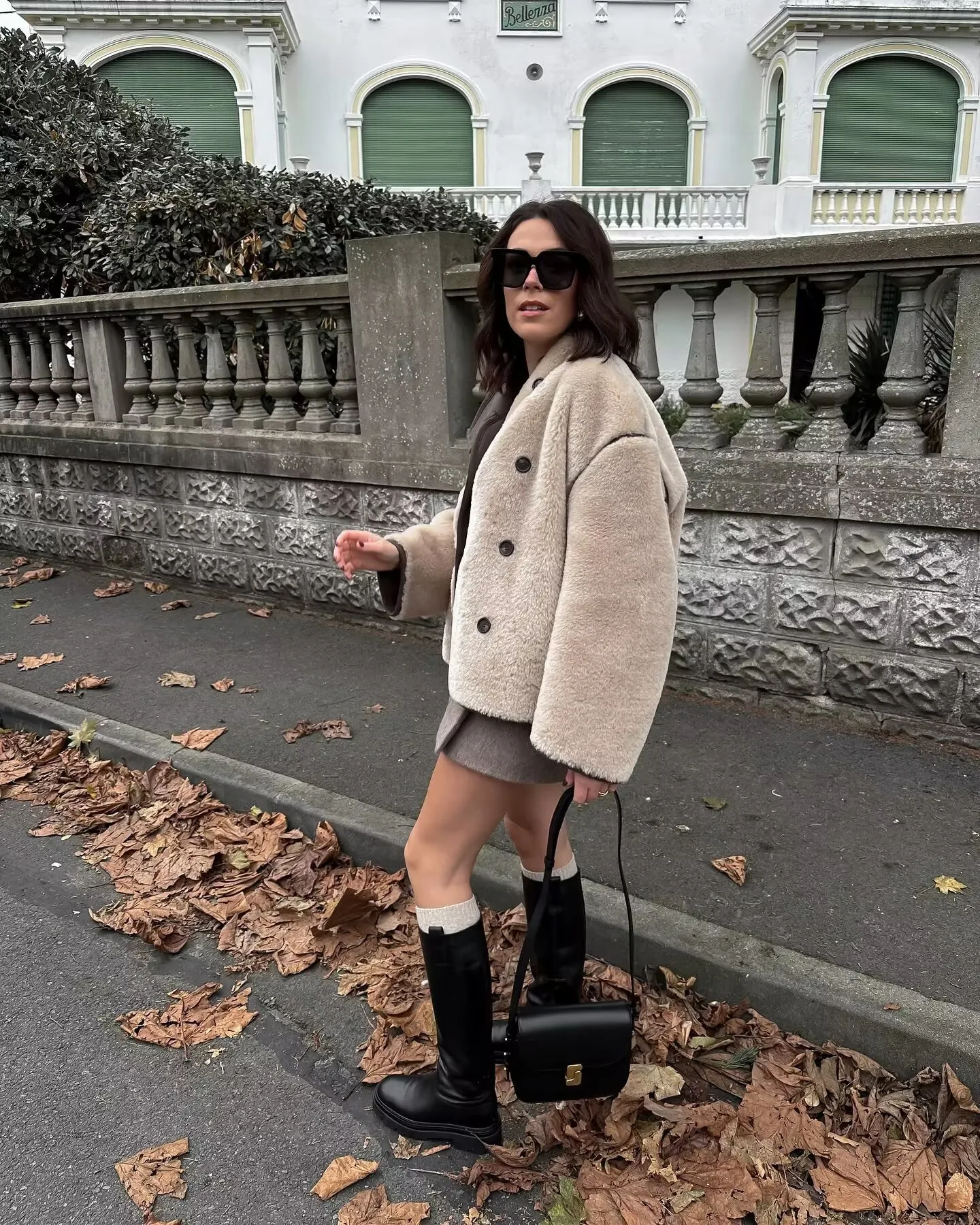Fashionable Casual Short Plush Lined Leather And Fur Jacket Women's Elegant Long Sleeve Stand Collar Outerwear Single Button display picture 3