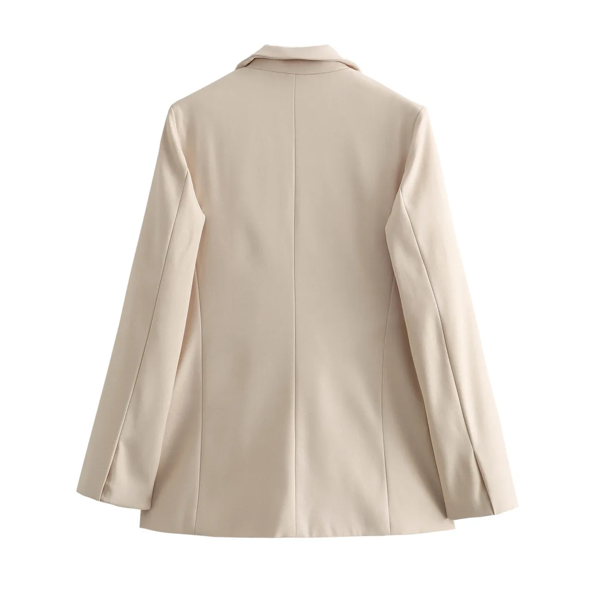 Elegant European Women's Single Button Loose Fit Tailored Jacket Pure Color V Neck Long Sleeve Commute Style Fashionable display picture 7
