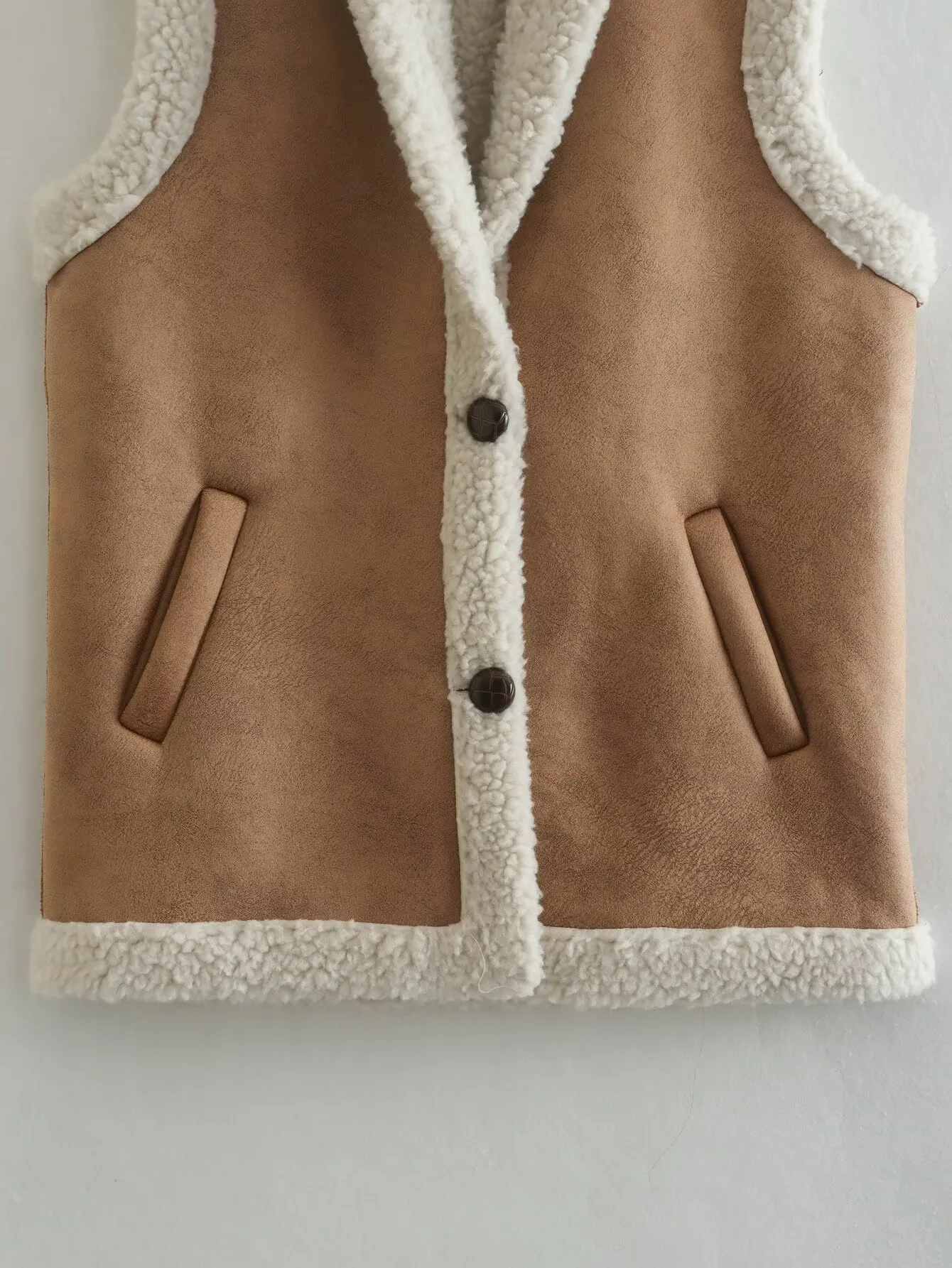 Fashionable Suede Vest For Women European Style All-Match Retro Design Pure Color Zipper Closure Polyester Fabric Regular Fit display picture 13