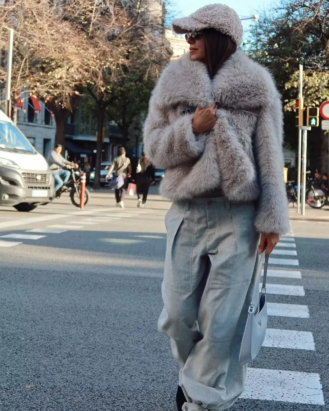 Casual Stylish Artificial Fur Coat With Large Collar  Women's Fashion Outerwear Short Length Pure Color display picture 5
