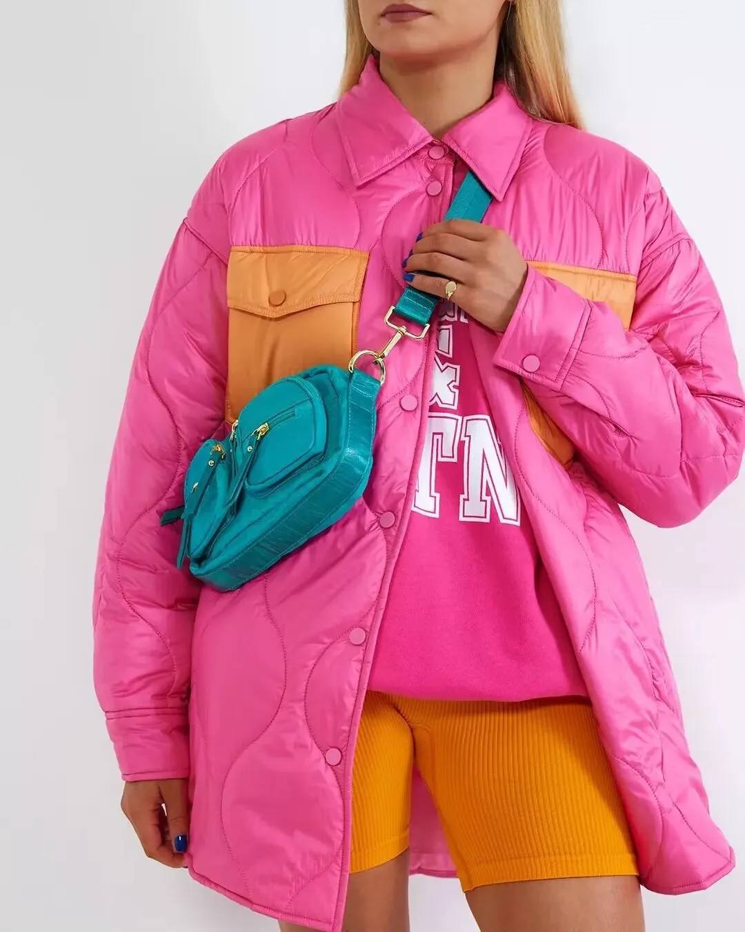 Autumn Winter Color Block Patchwork Cotton Jacket Women's Long Sleeve Shirt Collar Vintage Style Coat display picture 5