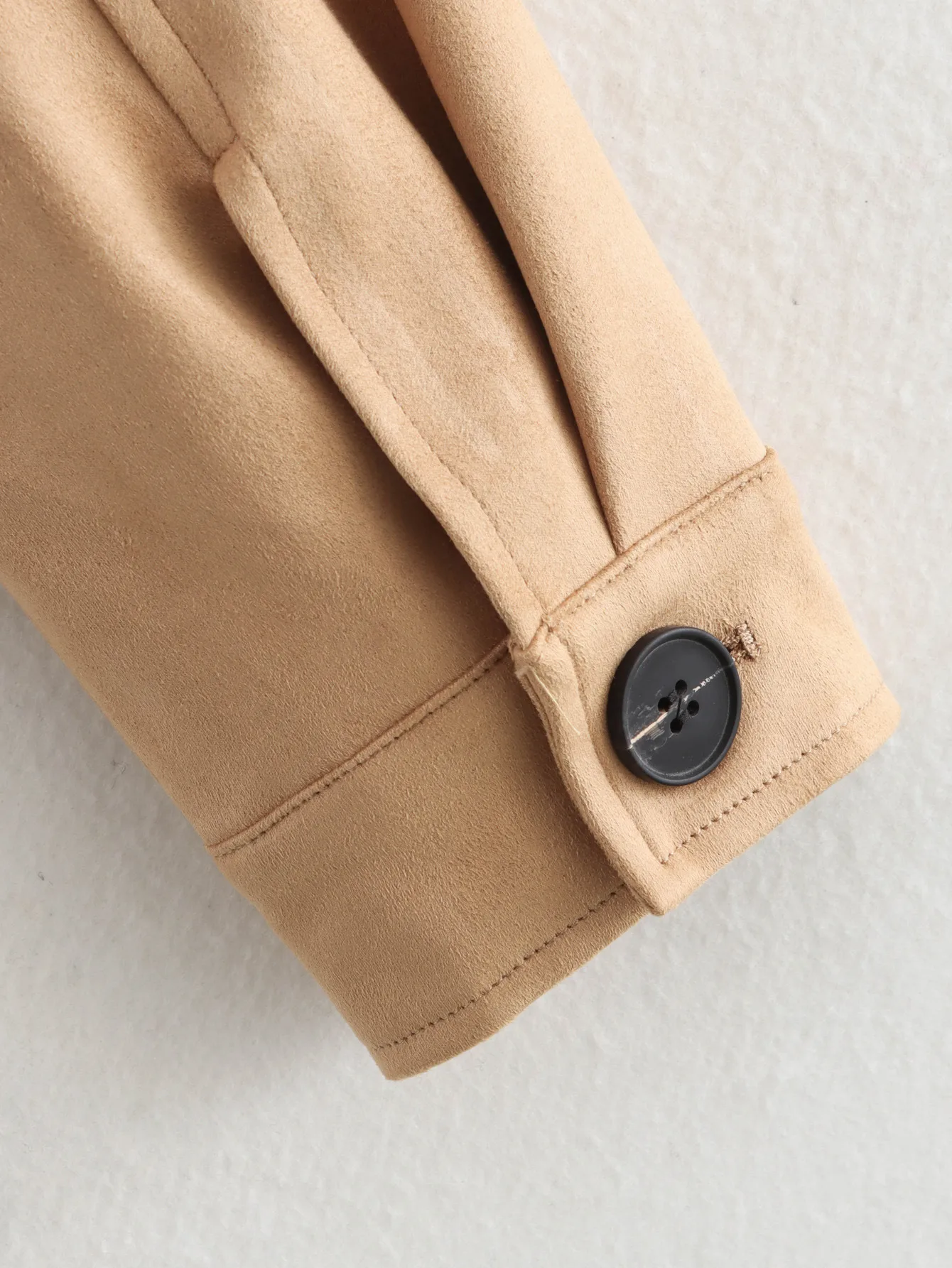 Fashionable Short Leather Jacket Women's Elegant Style With Big Pockets Polyester Fabric Long Sleeve Pure Color Outerwear display picture 15