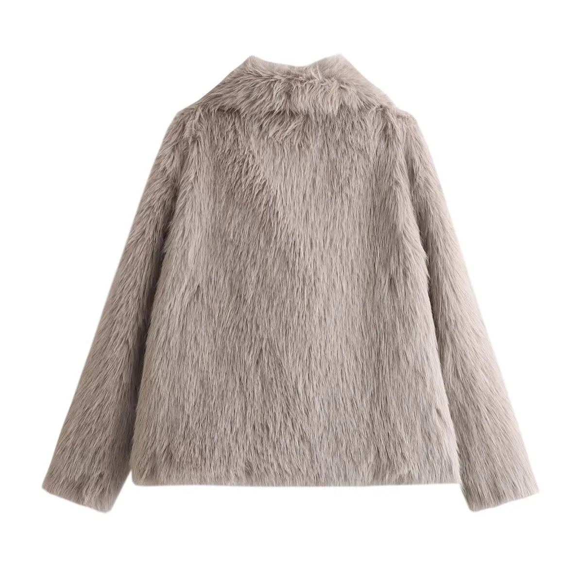 Casual Stylish Artificial Fur Coat With Large Collar  Women's Fashion Outerwear Short Length Pure Color display picture 8