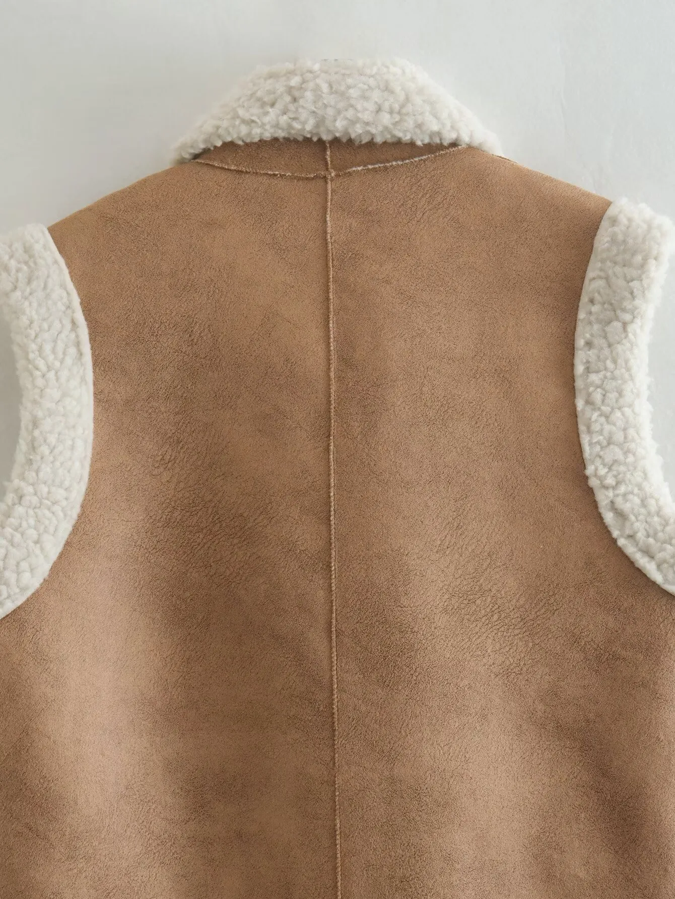 Fashionable Suede Vest For Women European Style All-Match Retro Design Pure Color Zipper Closure Polyester Fabric Regular Fit display picture 16