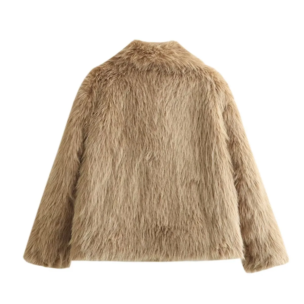 Casual Stylish Artificial Fur Coat With Large Collar  Women's Fashion Outerwear Short Length Pure Color display picture 12
