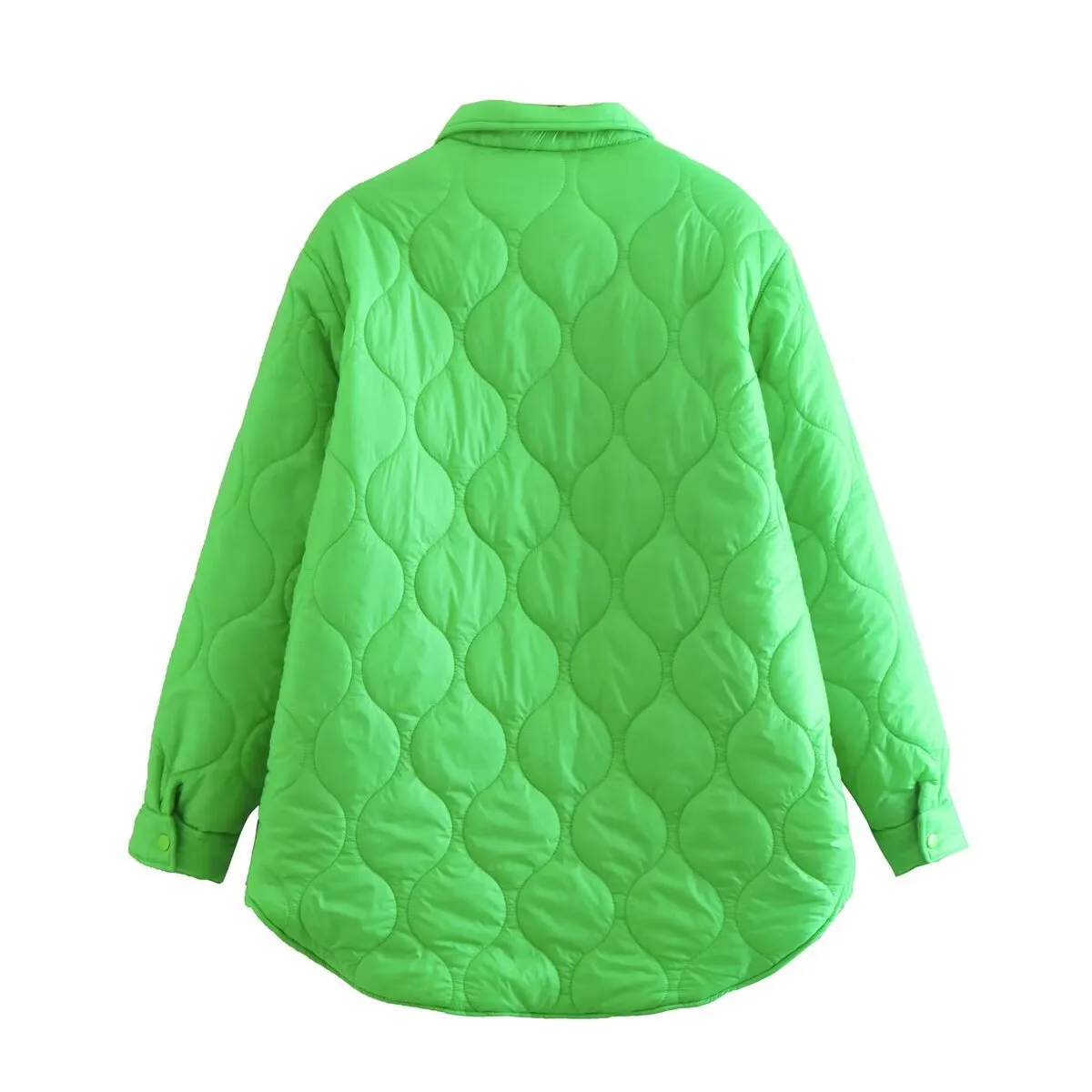 Autumn Winter Color Block Patchwork Cotton Jacket Women's Long Sleeve Shirt Collar Vintage Style Coat display picture 12
