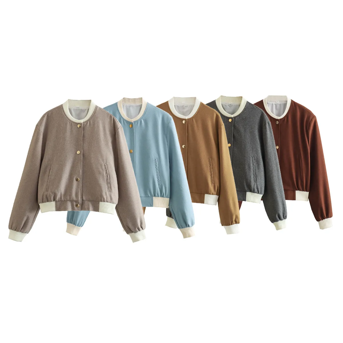 Women's Casual Double Pocket Stand Collar Motorcycle Flight Jacket Outerwear Color Block Long Sleeve Oversized Baseball Vest display picture 1