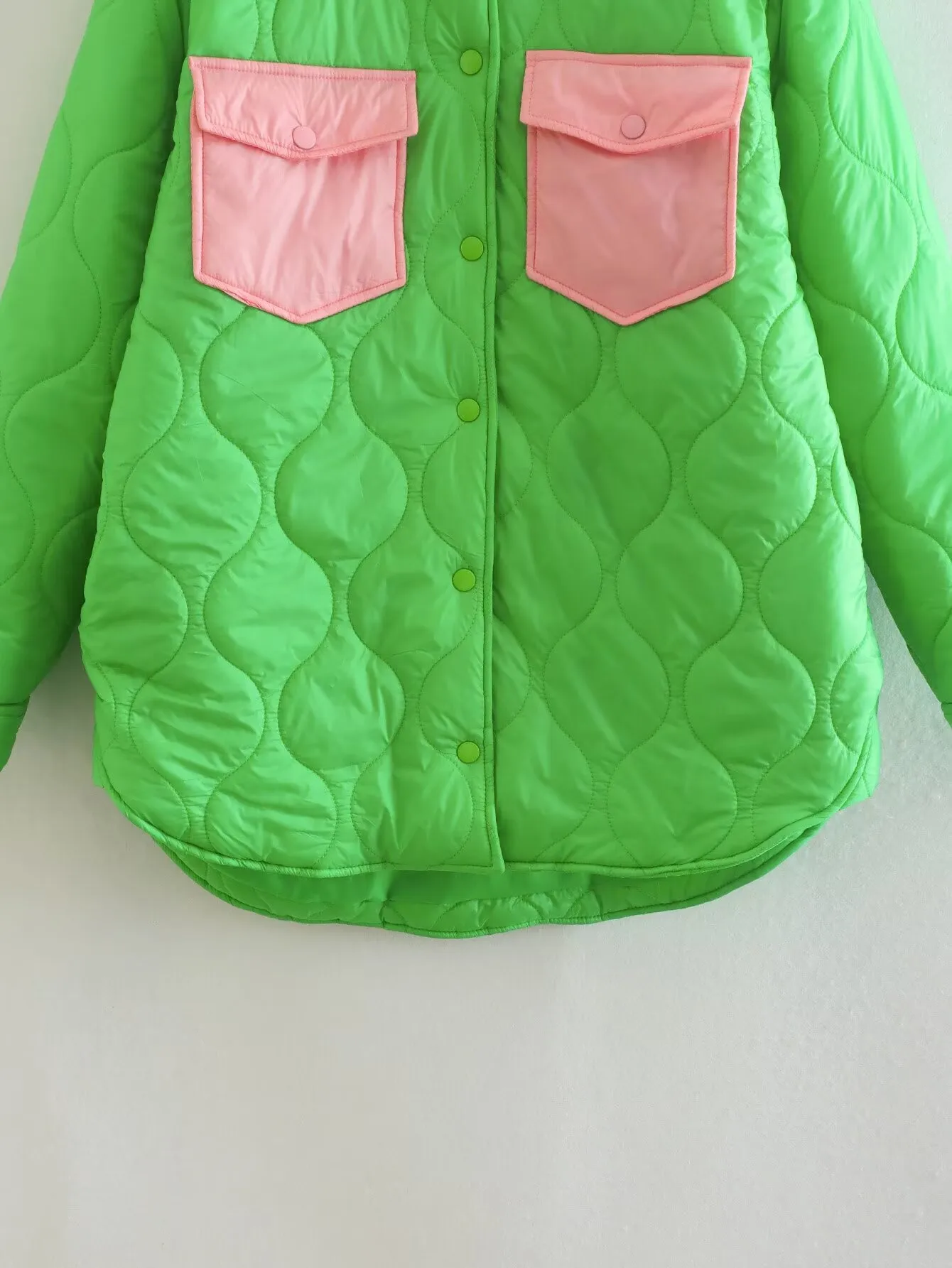 Autumn Winter Color Block Patchwork Cotton Jacket Women's Long Sleeve Shirt Collar Vintage Style Coat display picture 15