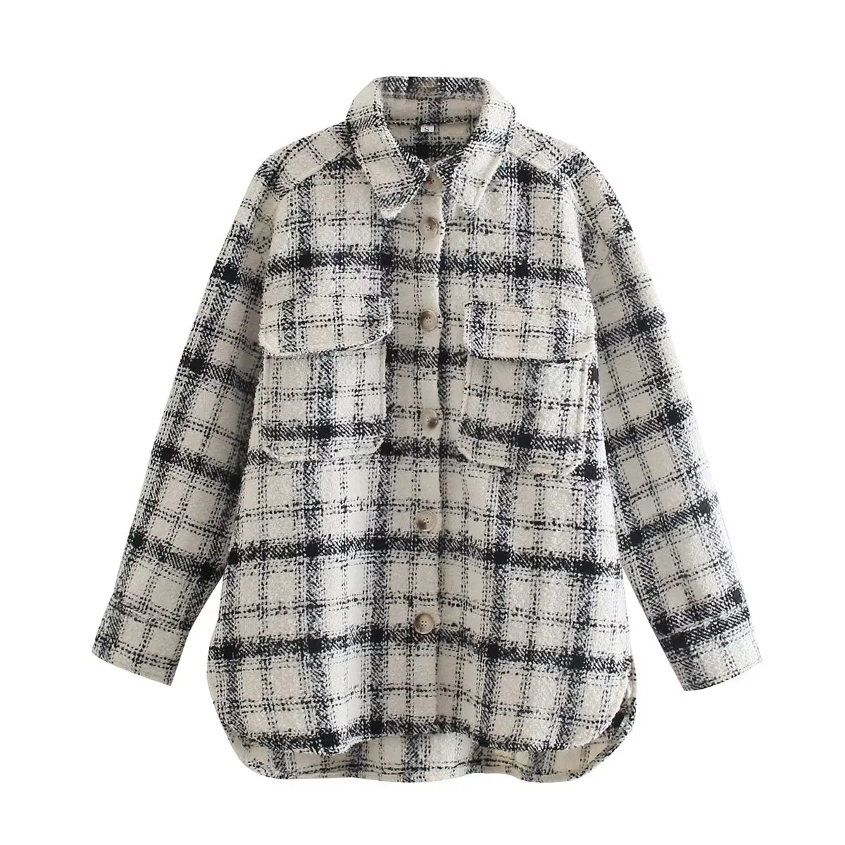 Thickened Flocking Shirt Loose Plaid  Women's Fashion Outerwear Half Open Collar Regular Sleeve Long Sleeve display picture 1