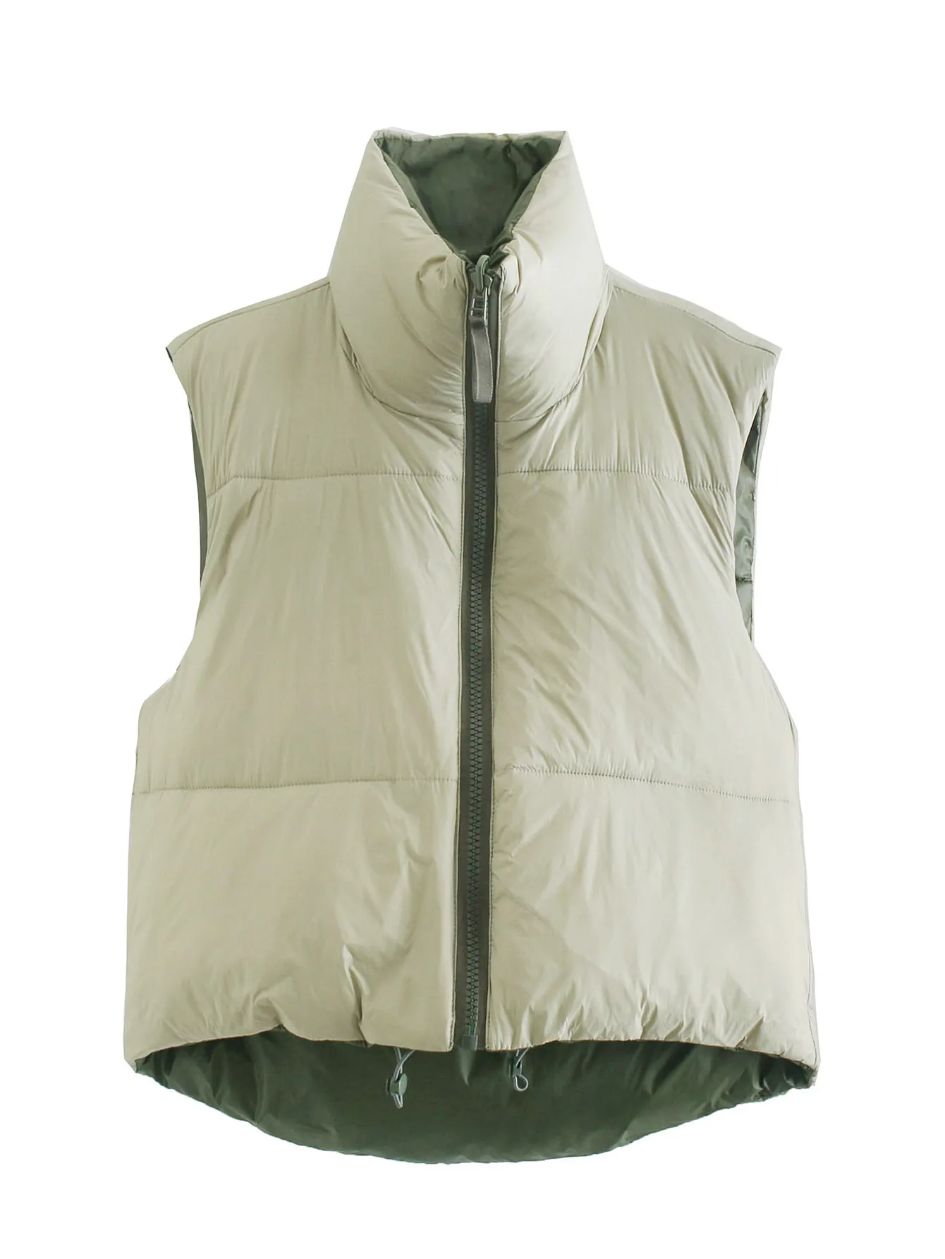 Double-Sided Cotton Vest Autumn Winter Hit  Style Street Fashion Short Sleeve Stand Collar Zipper Closure Women's Cotton Vest display picture 8