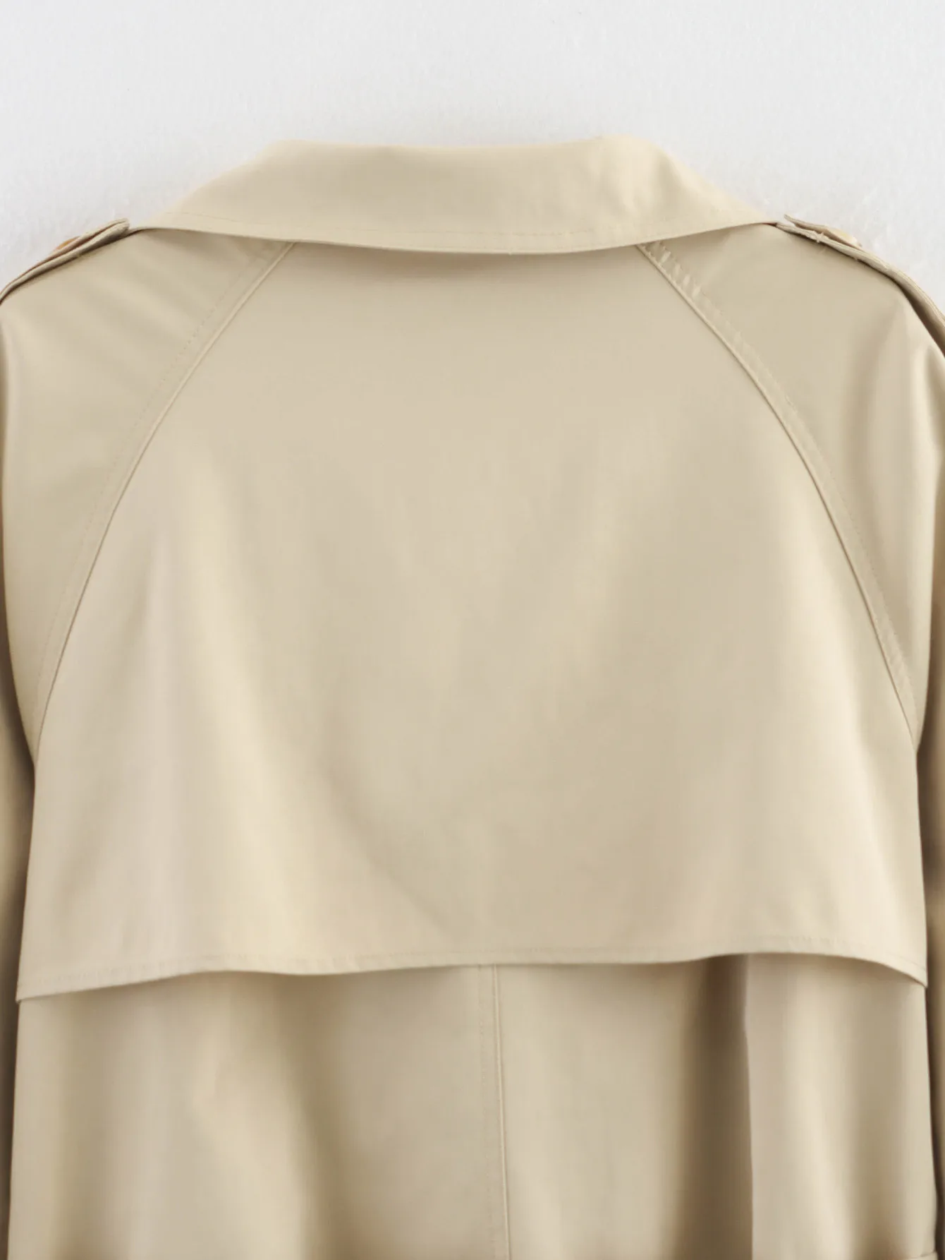 European Style Short Coat With Waist Buckle Women's Fashion Cotton Polyester Long Sleeve Stand Collar Printed Light Maturity display picture 13