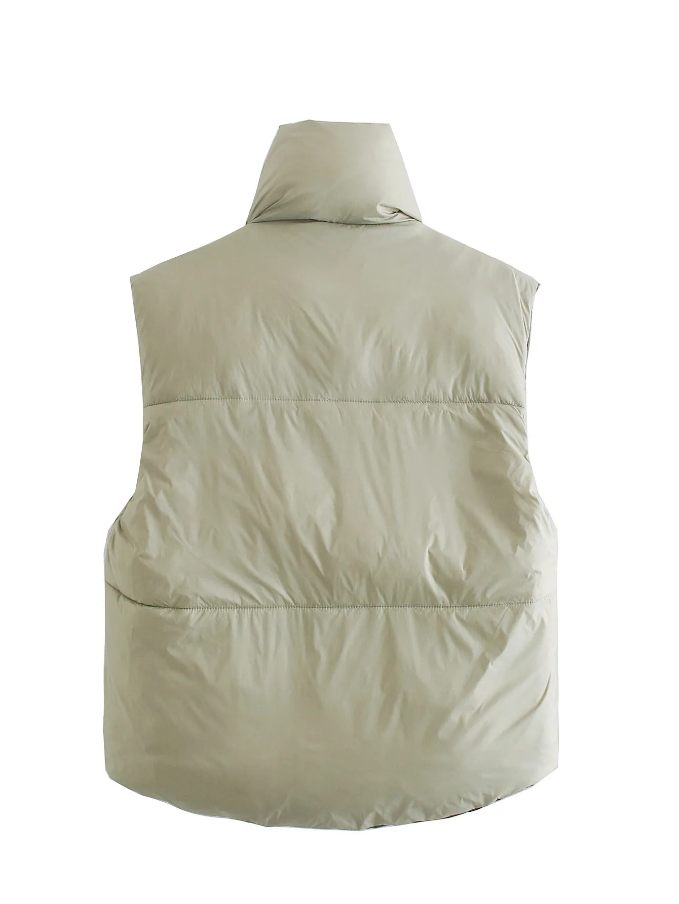 Double-Sided Cotton Vest Autumn Winter Hit  Style Street Fashion Short Sleeve Stand Collar Zipper Closure Women's Cotton Vest display picture 10